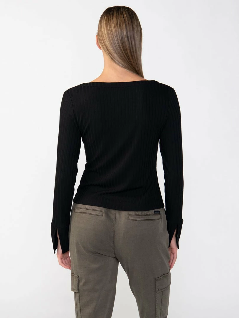 Sanctuary Clothing Wide Cuff Knit Blouse Black 4 Sanctuary Clothing Wide Cuff Knit Blouse Black