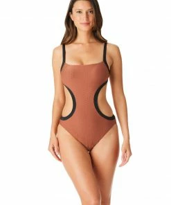 Sanctuary Swim Mod Square Neckline One-Piece Earth Summer