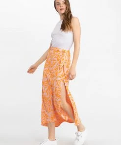 Sanctuary Clothing Beach To City Midi Tangerine Stencil Summer