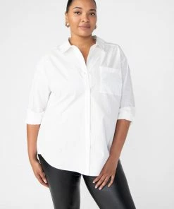 Sanctuary Clothing Slit Back Tunic Blouse White Inclusive Collection