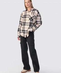 Sanctuary Clothing Dropped Shoulder Tunic Natural Craft Plaid