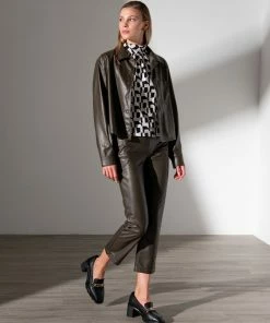 Sanctuary Clothing Leather Like Carnaby Kick Crop Pant Olive Oil