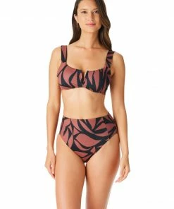 Sanctuary Swim Seamed High Leg High Rise Bikini Bottom Earth Multi
