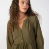 Sanctuary Clothing Button Babydoll Mini Dress Olive Oil