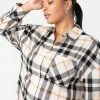 Sanctuary Clothing The Curve Shop Dropped Shoulder Tunic Natural Craft Plaid Inclusive Collection