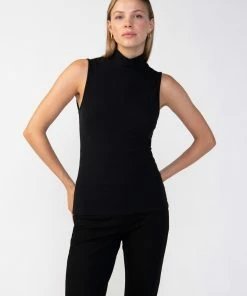 Sanctuary Clothing Core Essentials Essential Sleeveless Mock Neck Top Black