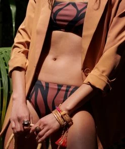 Sanctuary Swim Summer One Shoulder Bikini Top Earth Multi