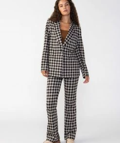 Sanctuary Clothing Sets Filmore Flare Pant Oatmilk Houndstooth