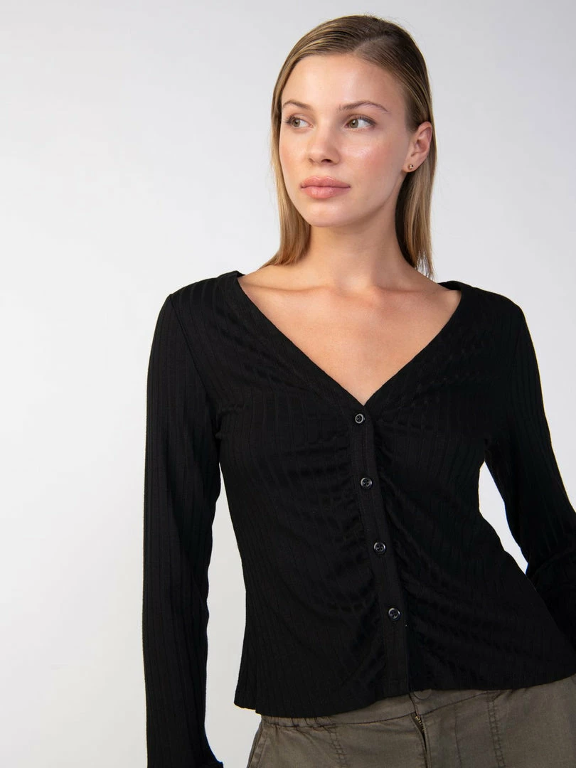 Sanctuary Clothing Wide Cuff Knit Blouse Black 3 Sanctuary Clothing Wide Cuff Knit Blouse Black